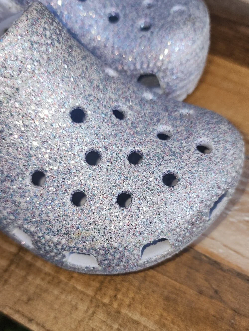 CROCS Kids Silver Multicolored Iridescent Shimmery Glitter Clog Size 8